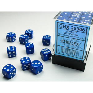 Chessex: 12mm 36d6 Opaque: Blue/White