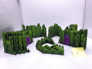 1 x Warhammer 40k 10th Edition Terrain Set (C, painted green/purple)