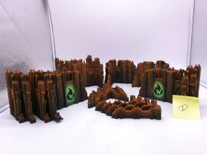 1 x Warhammer 40k 10th Edition Terrain Set (D, painted orange/green)