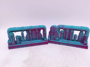 2 x Warhammer 40k Pipe Terrain Set (blue/pink)