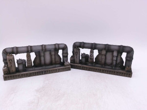 2 x Warhammer 40k Pipe Terrain Set (grey/silver)