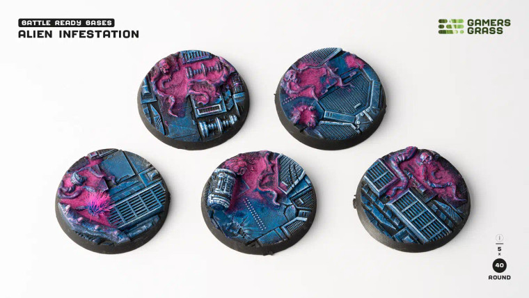 Gamers Grass: Alien Infestation Bases, Round 40mm (x5)