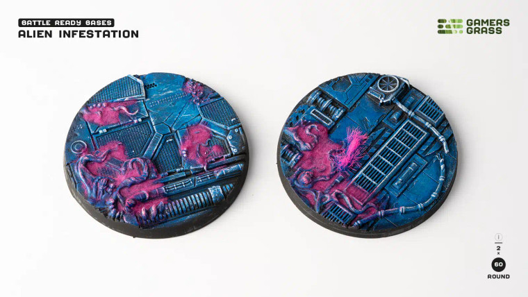 Gamers Grass: Alien Infestation Bases, Round 60mm (x2)