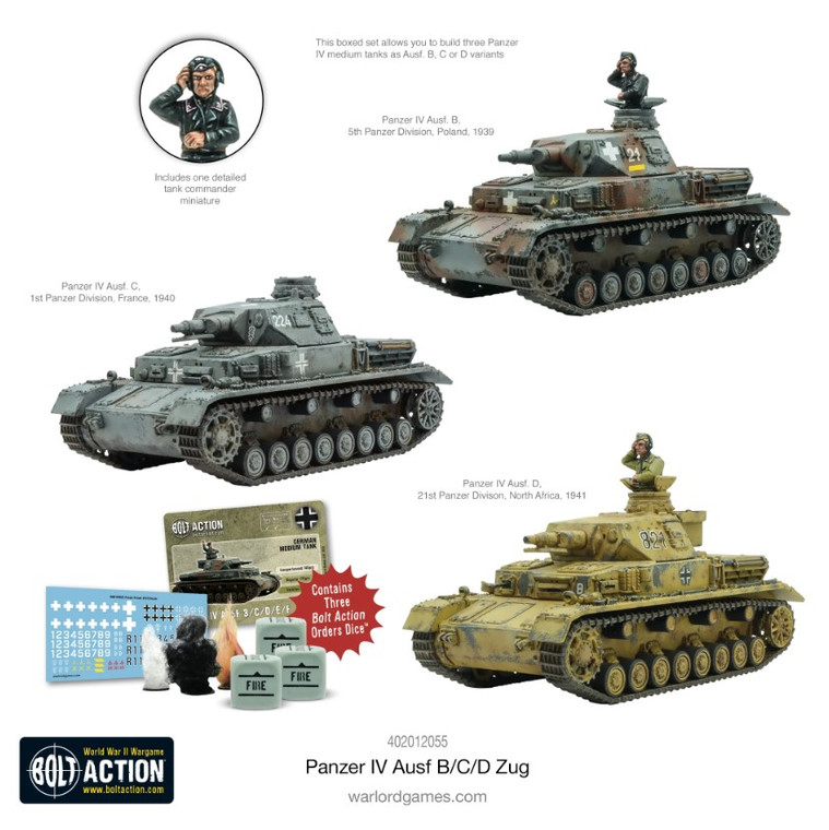 Bolt Action:  Panzer IV Ausf. B/C/D Zug (3 Tanks)