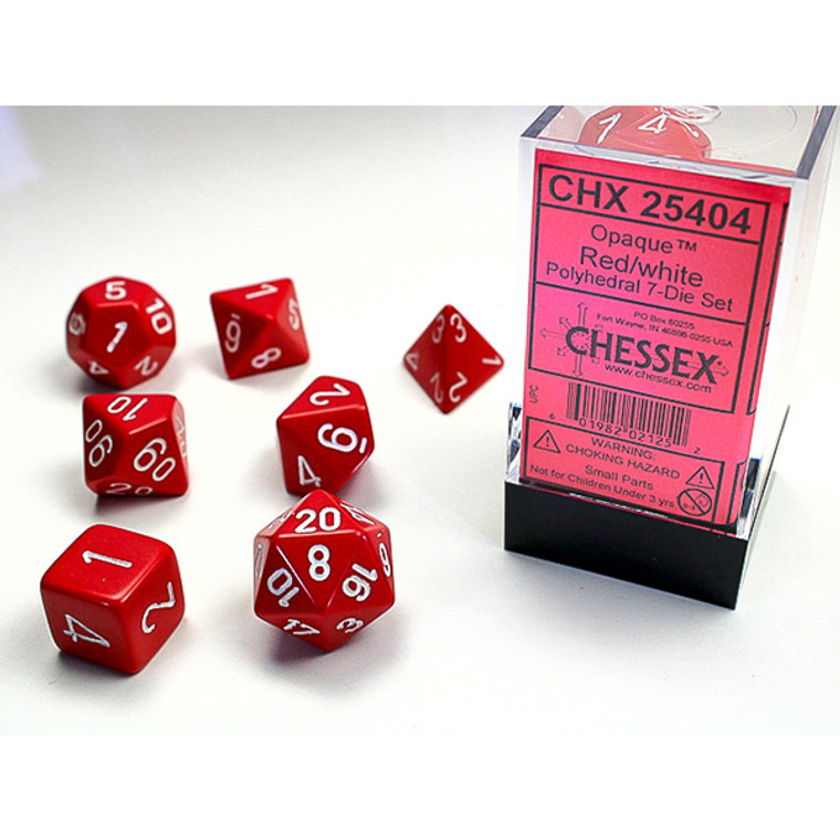 Chessex: 7-Die Set Opaque: Red/White