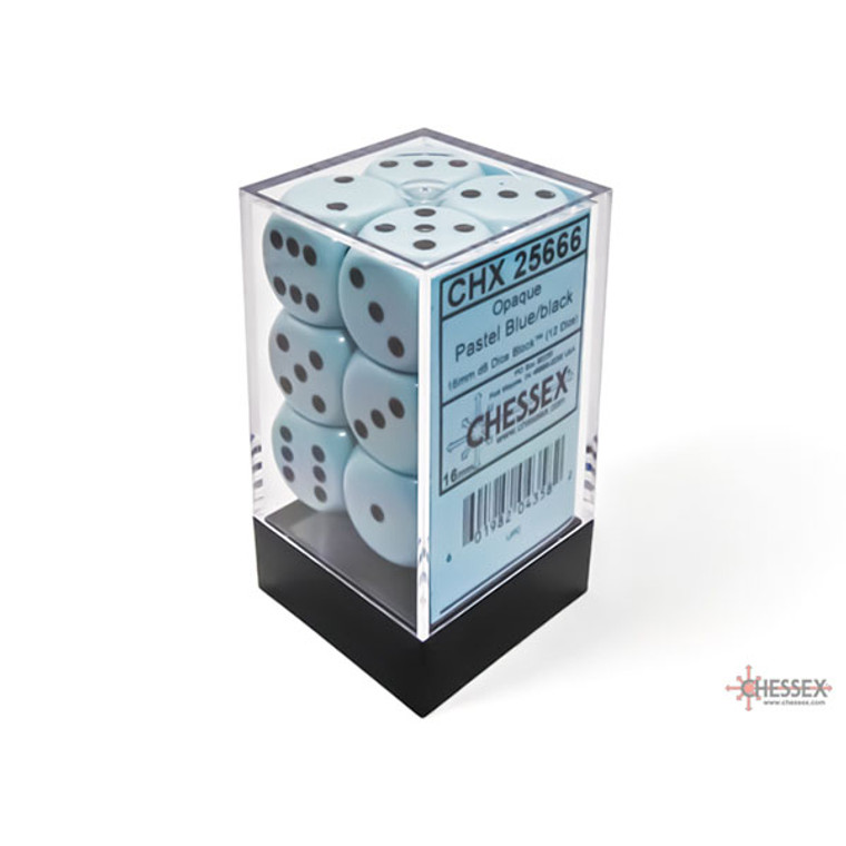 Chessex: 16mm 12d6 Opaque: Pastel Blue/Black