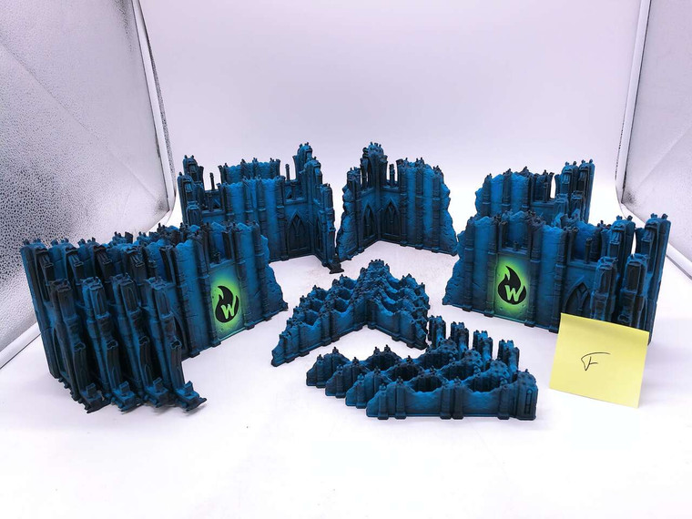 1 x Warhammer 40k 10th Edition Terrain Set (F, painted blue/green)