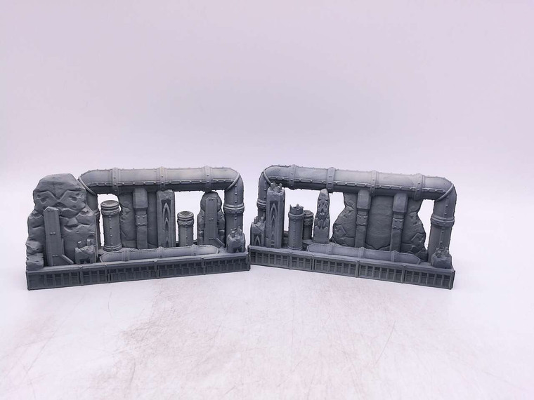 2 x Warhammer 40k Pipe Terrain Set (grey/white)
