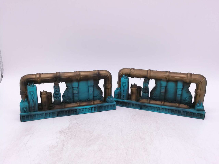 2 x Warhammer 40k Pipe Terrain Set (blue/bronze)