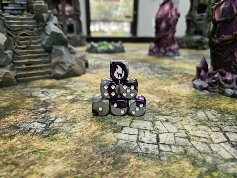 10 x Warpfire D6 Purple/Silver Vortex Dice