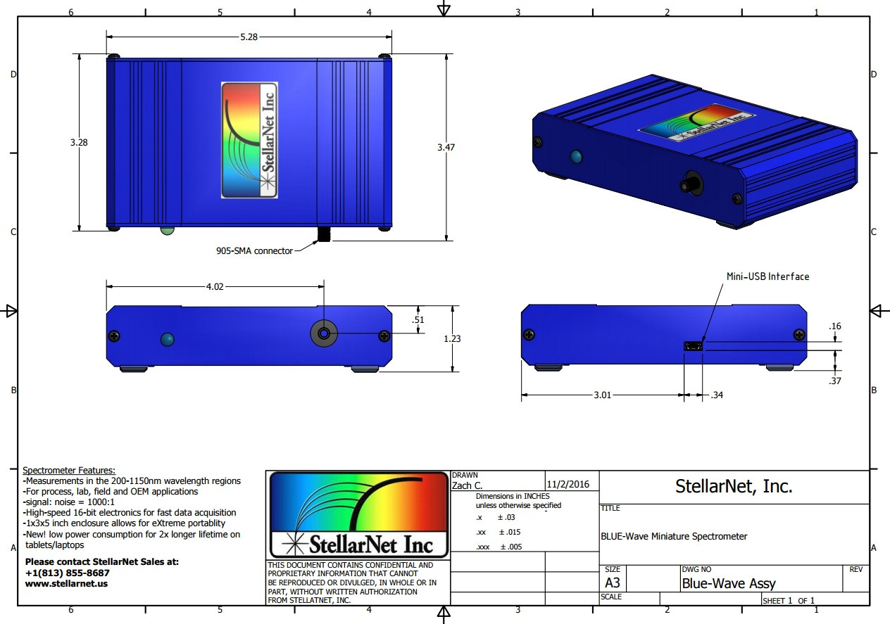 Blue Spec Instrument Fiber Optic BLUE-Wave Visible Spectrometer