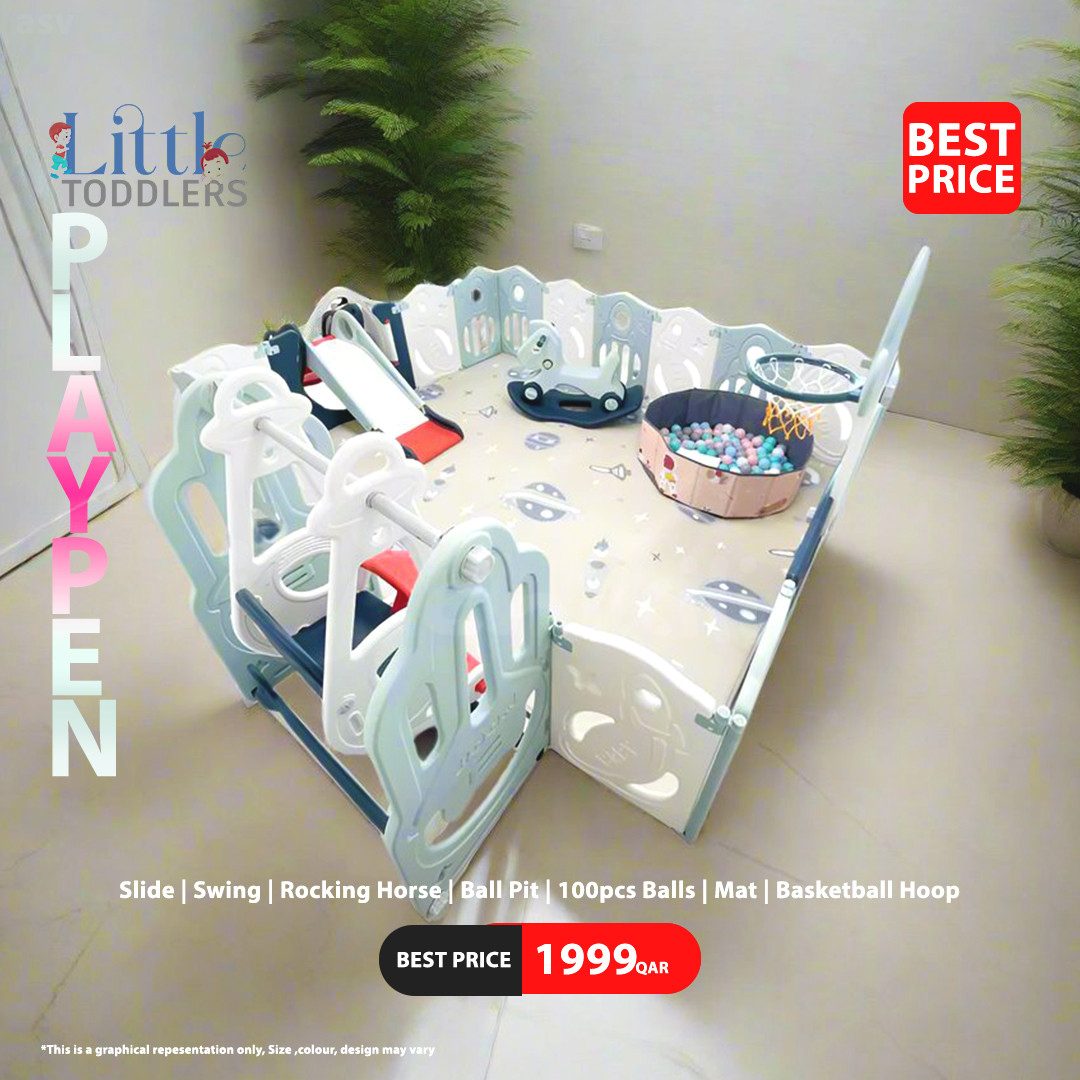 playpen+slide+Swing+rocking horse+ball pit+100pcs balls+mat+