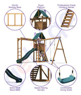 Plum® Wooden Lookout Tower with Swings and Monkey Bars