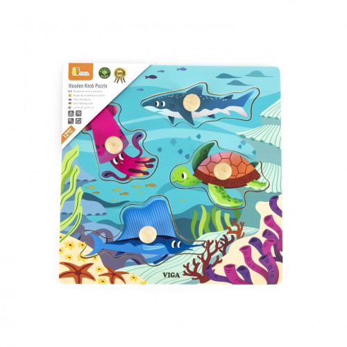 Viga Wooden Knob Puzzle Sea Animals-Chikili.com