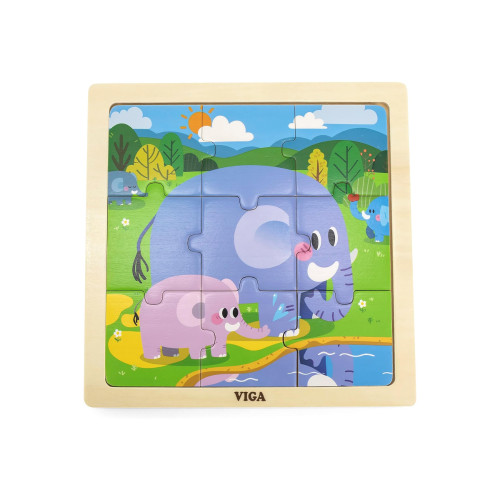 Viga Wooden 9Pc Puzzle Elephant-Chikili.com