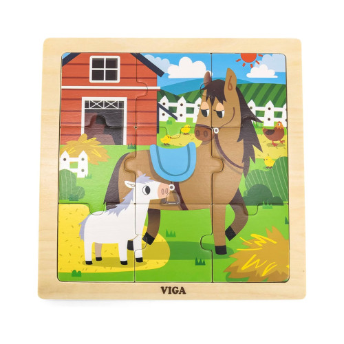 Viga Wooden 9 Pc Puzzle Horse-Chikili.com