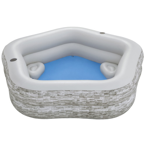 Bestway 7' x 6'9" x 21"/2.13m x 2.06m x 53cm TruPrint Stone Family Pool