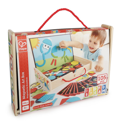 HAPE TWO-SIDED MAGNETIC ART BOX WOODEN PLAYSET - 91PCS