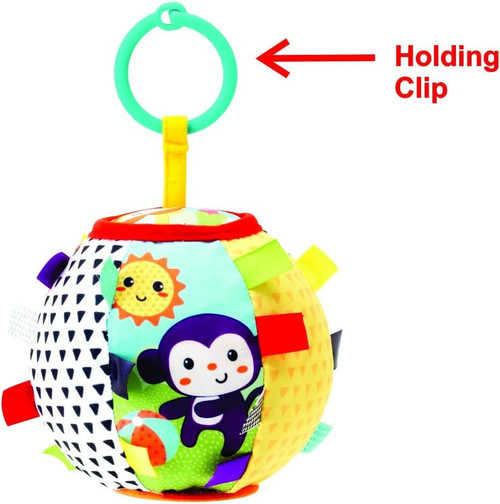 INFANTINO SENSORY RIBBON & CHIME BALL TOY FOR BABY FROM 0 MONTHS AND ABOVE-MULTICOLOR