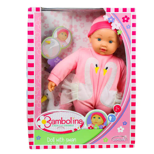 BAMBOLINA 41CM DOLL WITH NEW DRESS WITH PLUSH TOY-  SWAN- Chikili.com