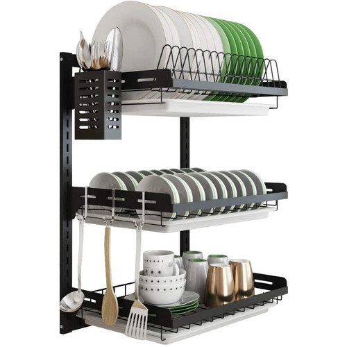 Wall Mount 3 Tier Kitchen Dish Rack  -Chikili.com