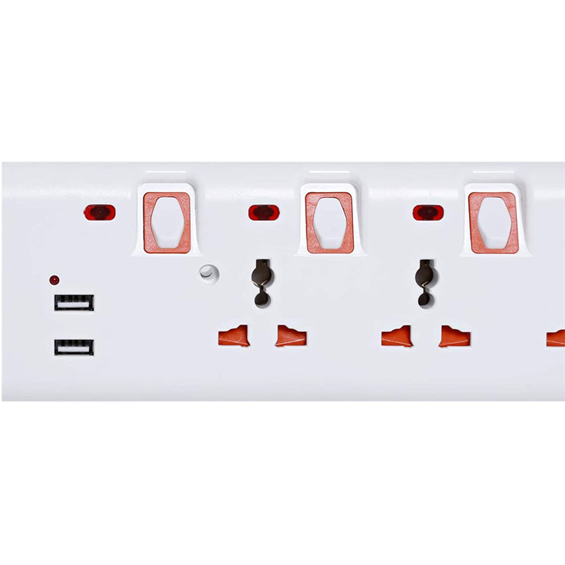 Geepas 4 Way Extension Socket with USB Port GES4095