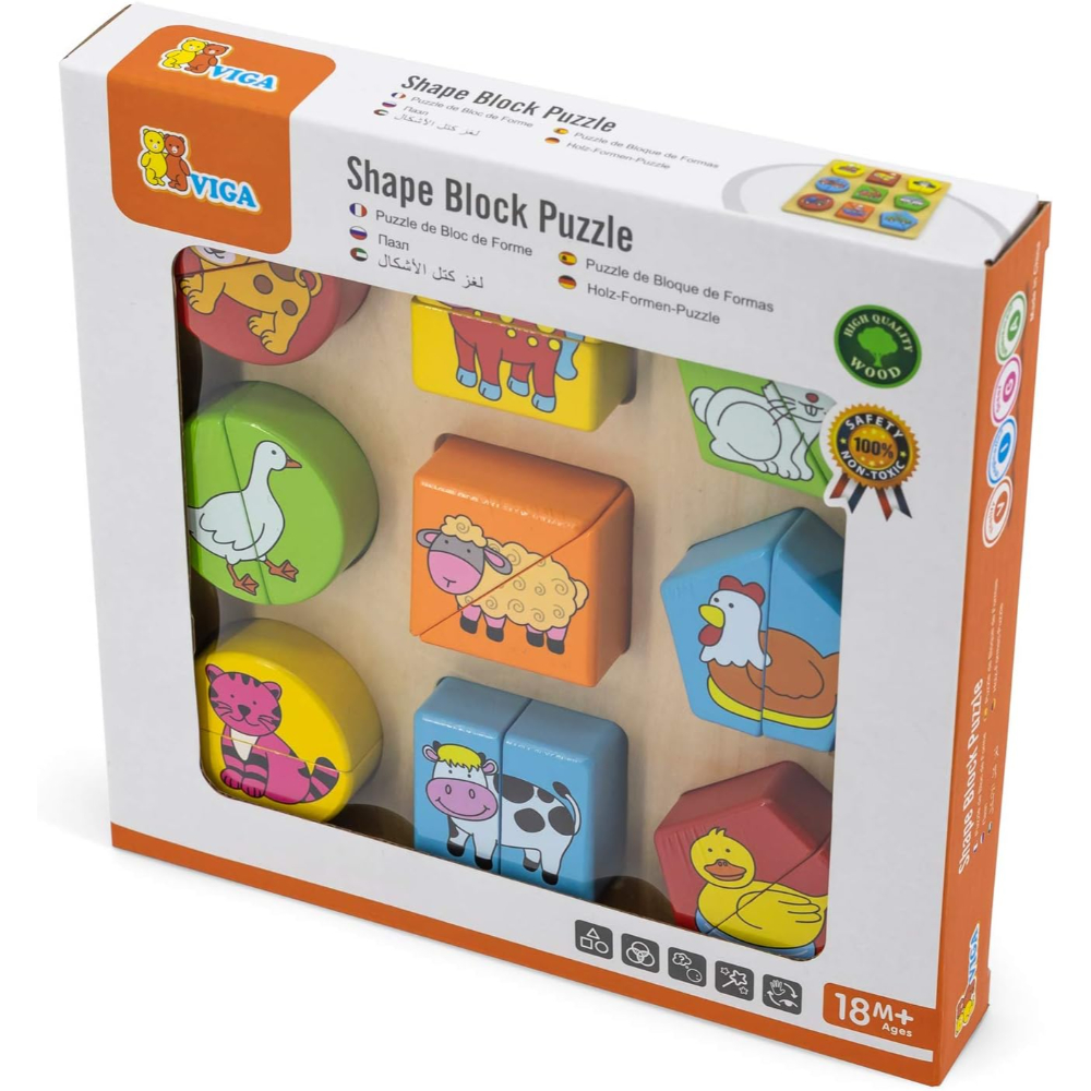 Viga Shape Block Puzzle Farm Animals