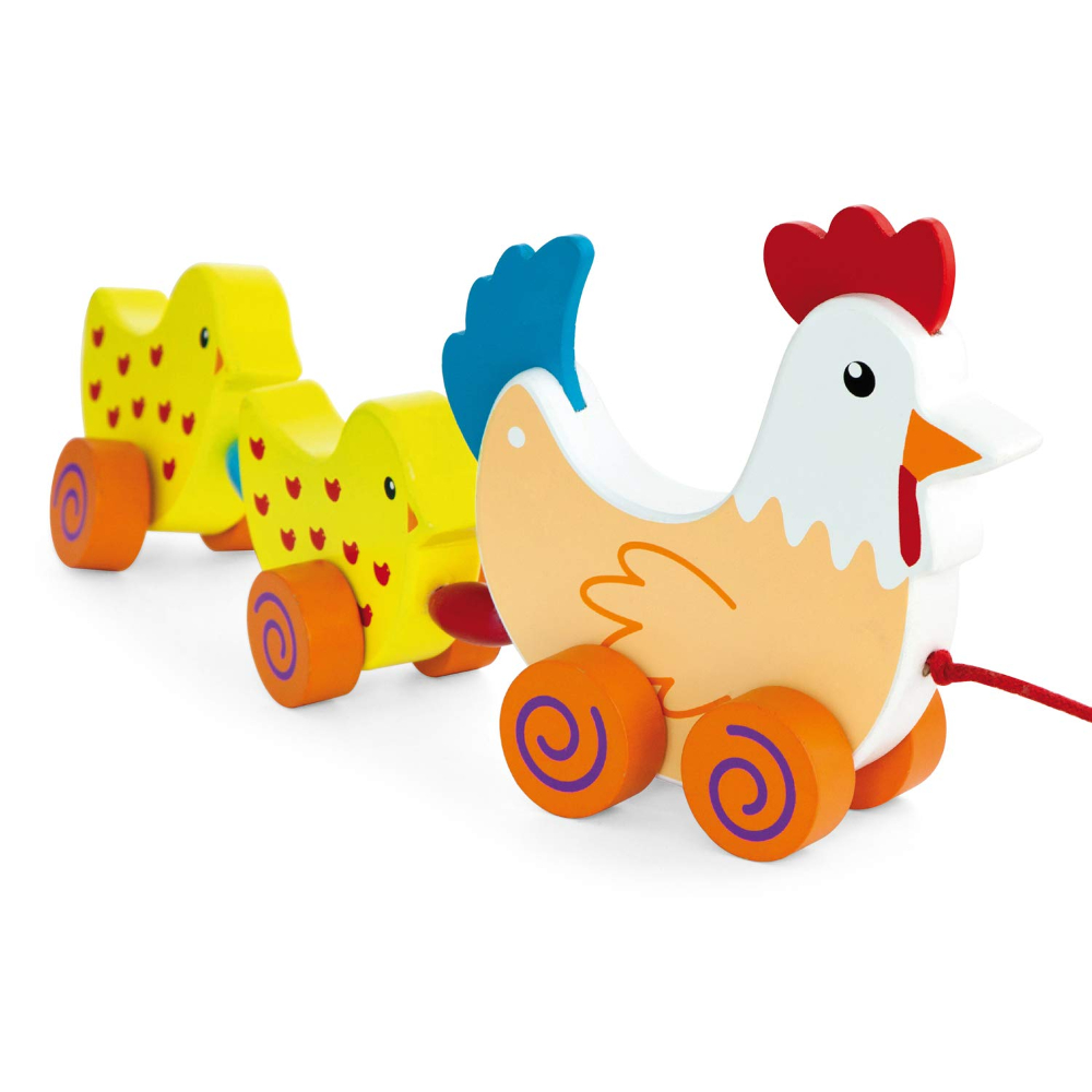 Viga Pull Along Hen w/Two Chicks