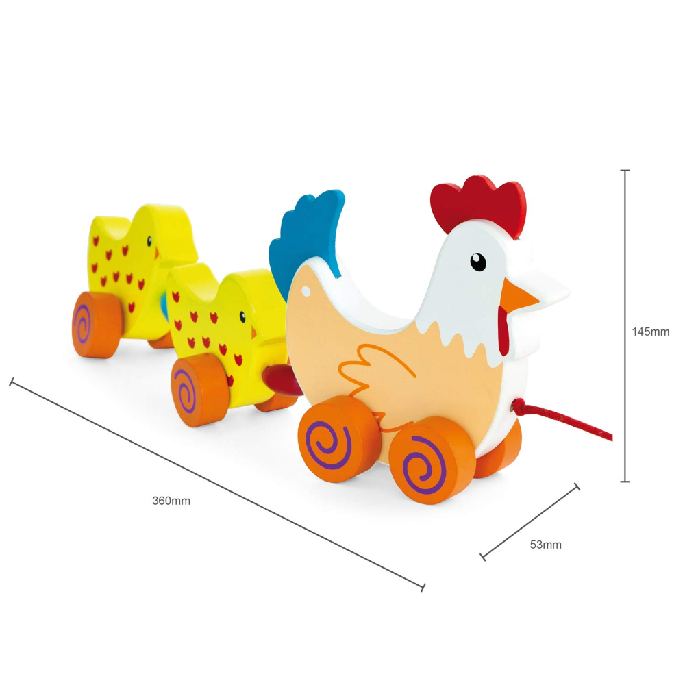 Viga Pull Along Hen w/Two Chicks