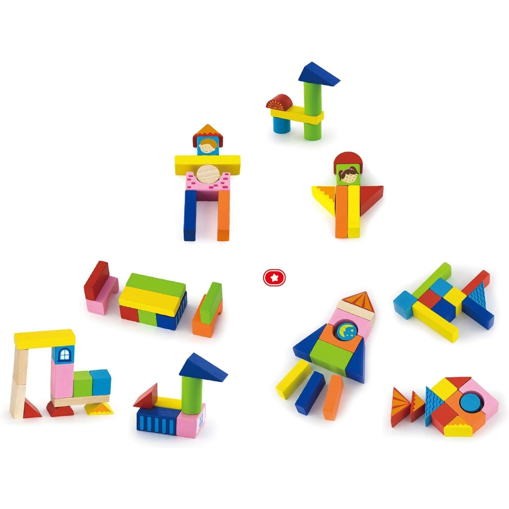 Viga Wooden Blocks 75pcs City