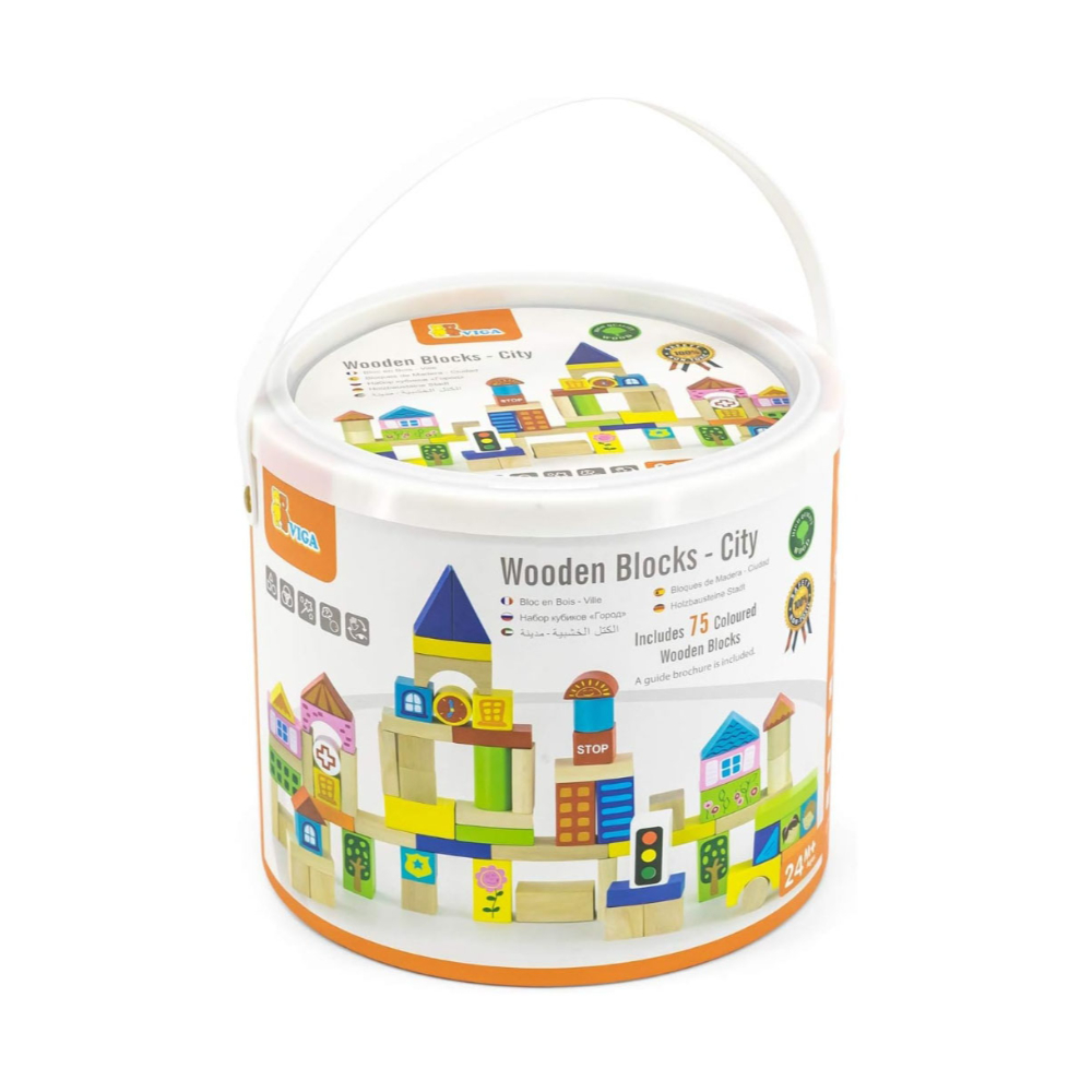 Viga Wooden Blocks 75pcs City