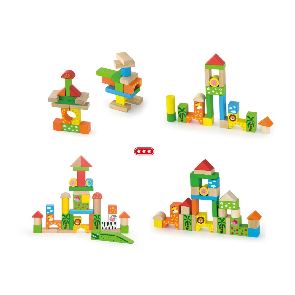 Viga Wooden Blocks 50pcs Zoo