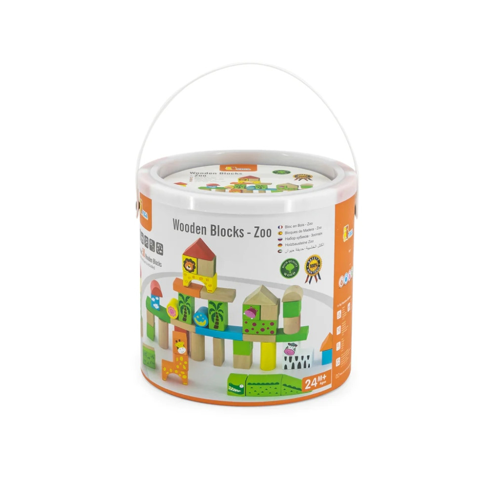 Viga Wooden Blocks 50pcs Zoo