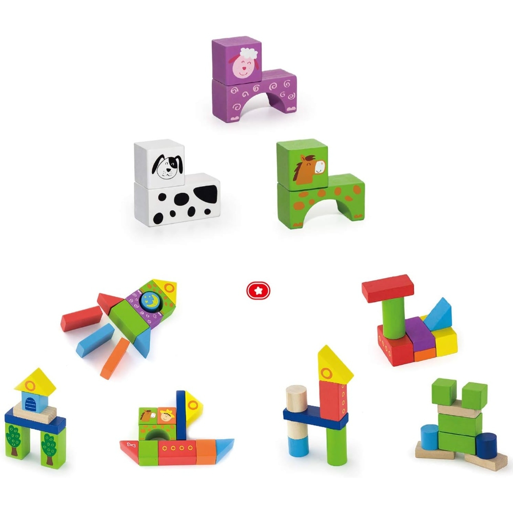 Viga Wooden Blocks 50pcs Farm