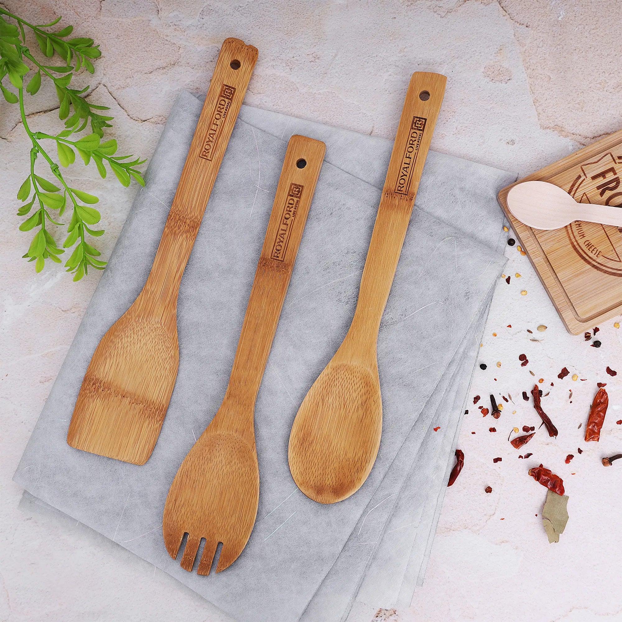 Royalford 3 Pcs Bamboo Kitchen Tools Set 1X48