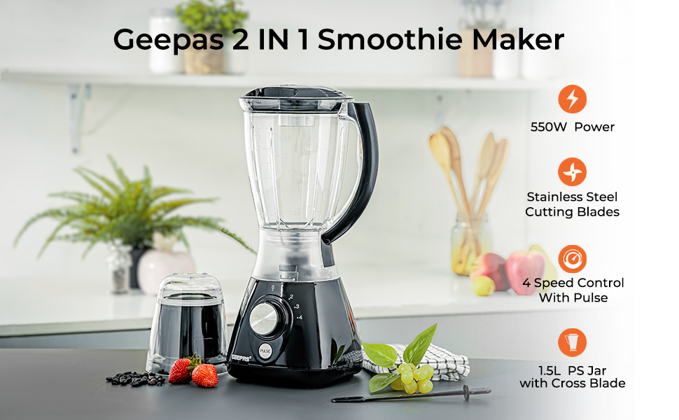 Geepas 2In1 Plst Jarblndr/1.5L Jr/550W/India1X6
