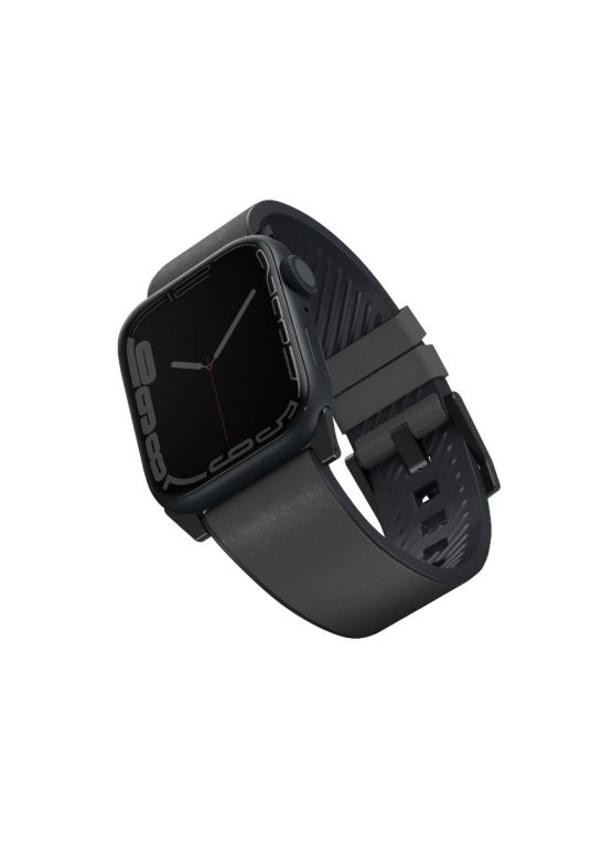 Uniq Straden Waterproof Leather Hybrid Apple Watch Strap 45/44/42Mm - Rhino (Grey)
