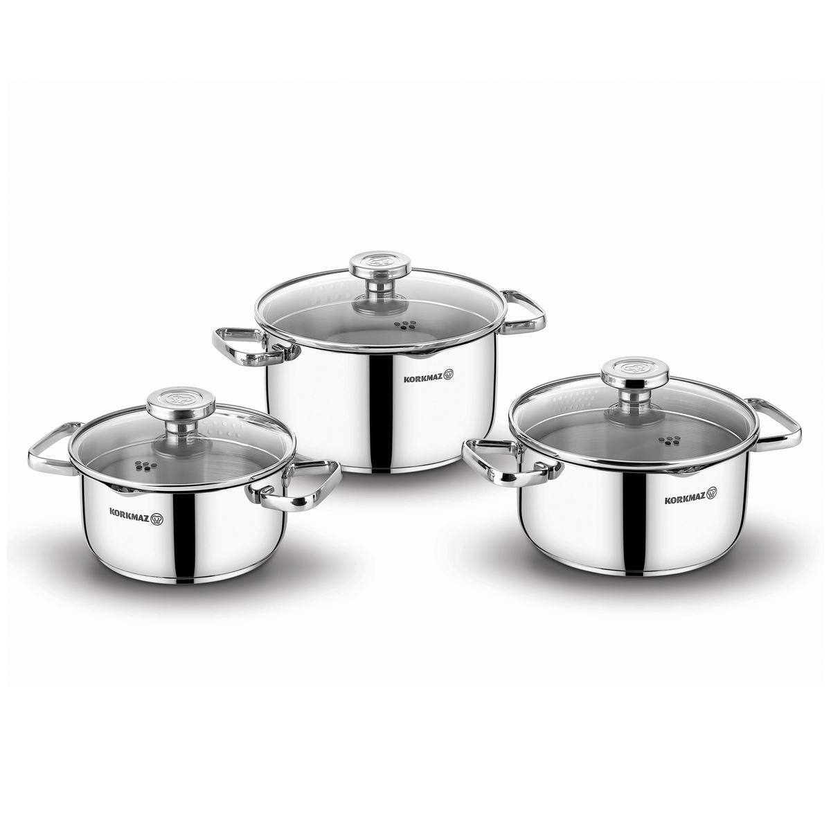 Korkmaz Kmz-Stona Jr 6 Pcs Cookware Set  16X7.3 Cm / 1.5 Lt.  18X8.3 Cm / 2.0 Lt  20X9.3 Cm / 2.75 Lt.