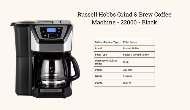 Russel Hobbs Rusell Hobbs 22000 Polished Stainless Stell Grind And Brew Coffee Maker