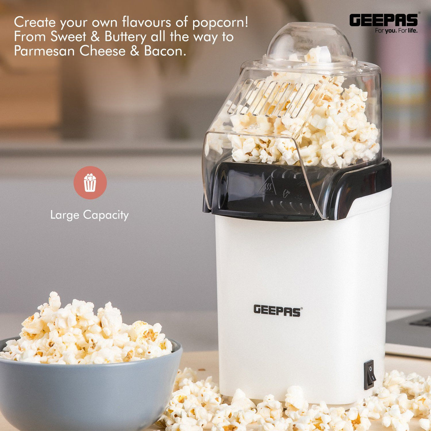Geepas Popcorn Maker/S/S Bowl 1X2