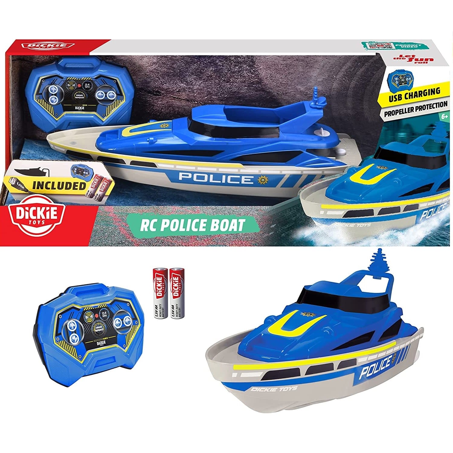 Dickie Rc Police Boat, Rtr