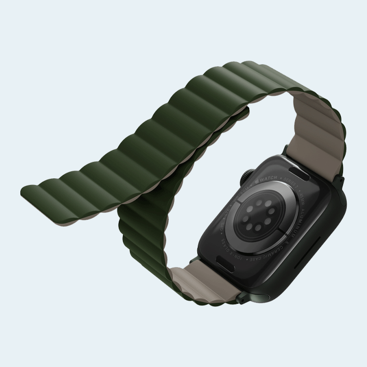 Uniq Revix Reversible Magnetic Apple Watch Strap 49/45/44/42Mm - Moss (Moss Green/Tan)