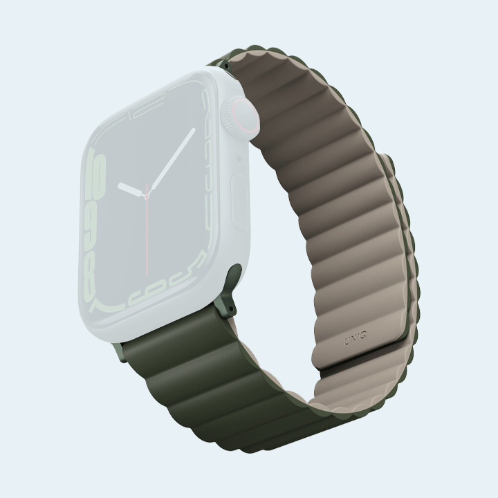 Uniq Revix Reversible Magnetic Apple Watch Strap 49/45/44/42Mm - Moss (Moss Green/Tan)
