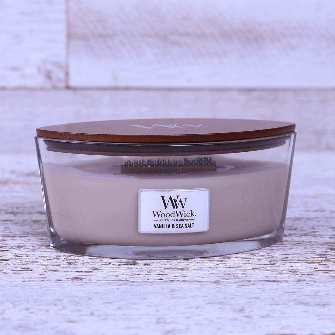 Woodwick Ellipse Jar Vanilla & Sea Salt