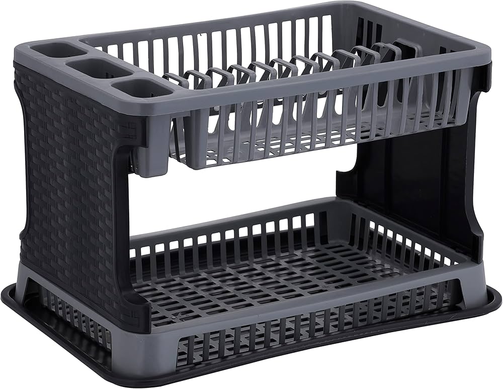 Royalford 2Layer Rattan Dish Drainer1X10