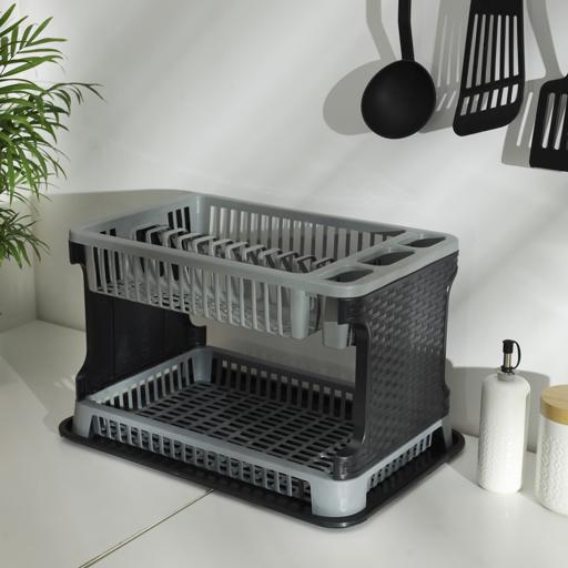 Royalford 2Layer Rattan Dish Drainer1X10