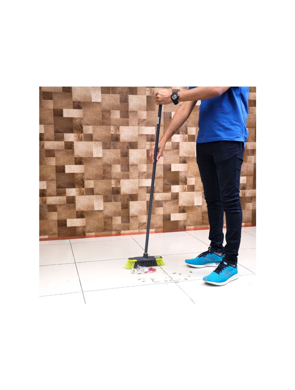 Royalford Floor Broom/Green+Grey 1X24