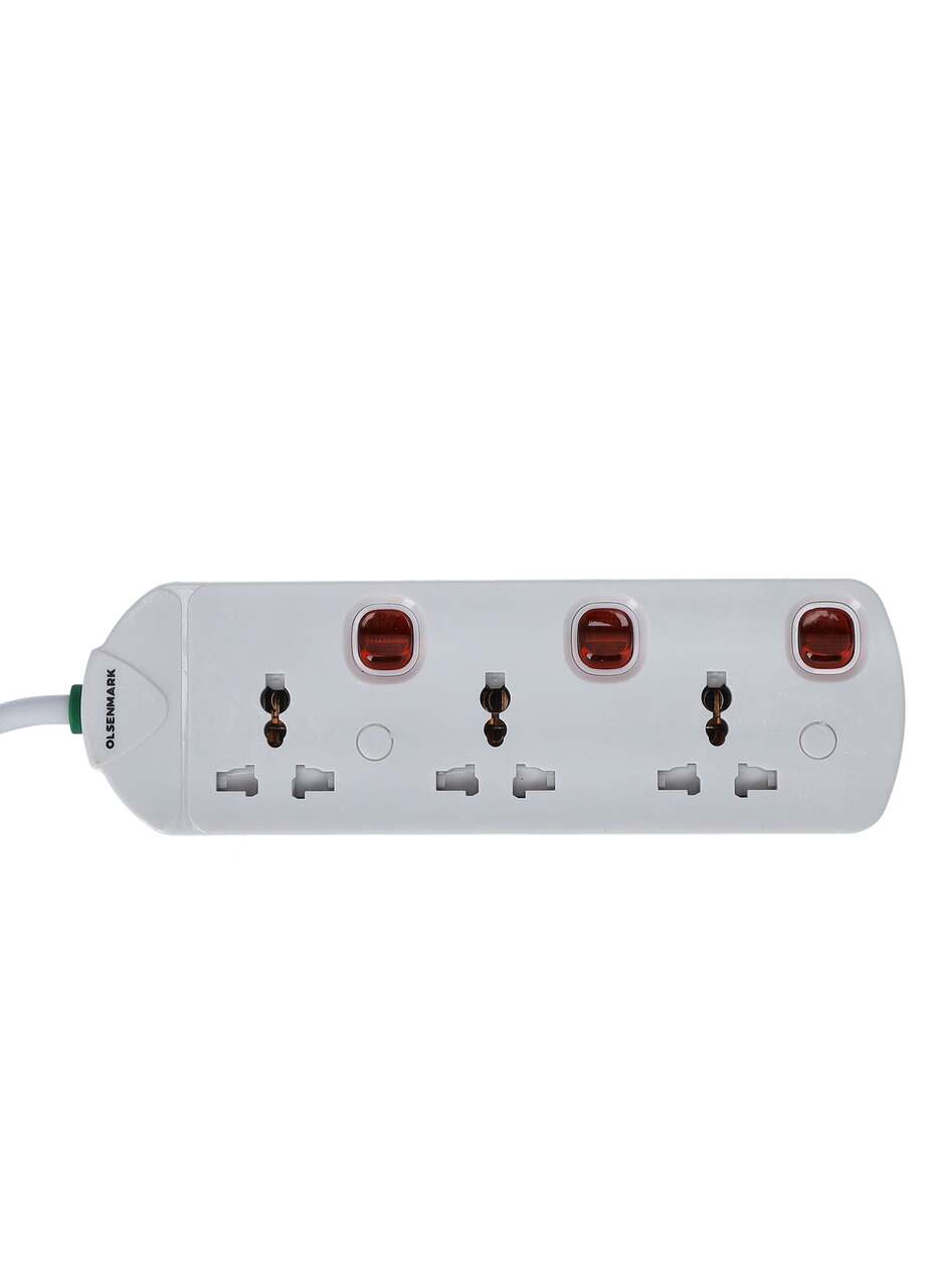 Olsenmark 3Way Ext Socket/2M/13Amp/Childprot 1X24