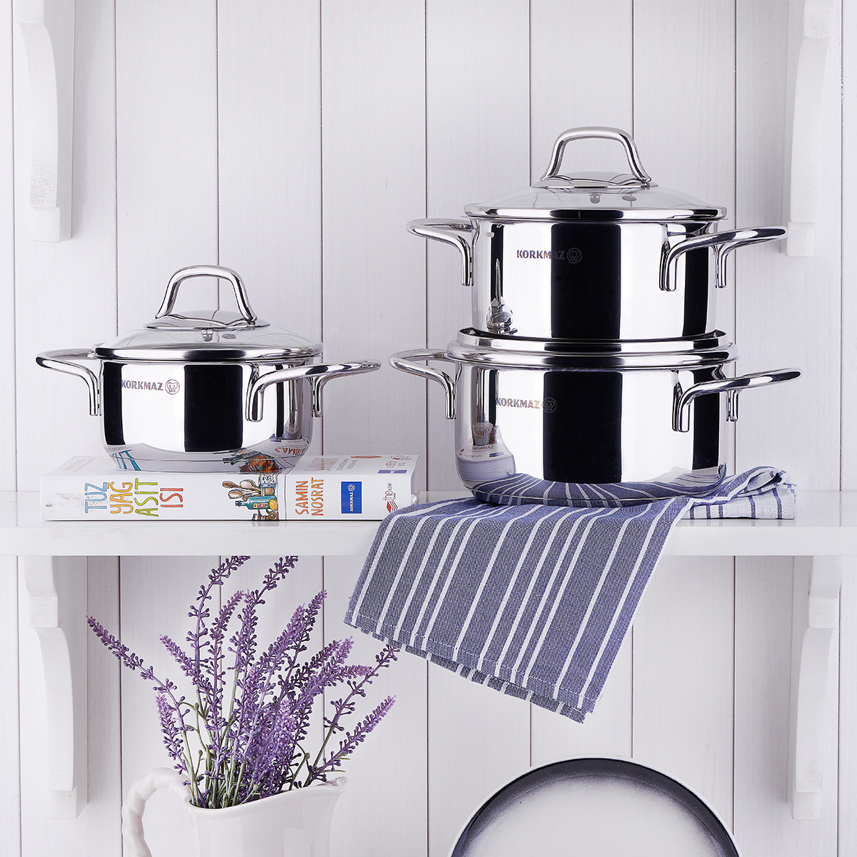 Korkmaz Kmz-Perla Jr 6 Pcs Cookware Set  14X7 Cm / 1,0 Lt  16X9 Cm / 1,8 Lt  18X9 Cm / 2,3 Lt