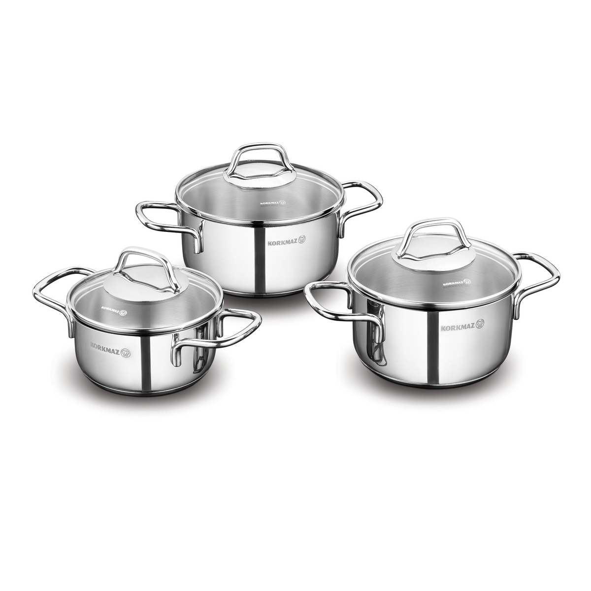Korkmaz Kmz-Perla Jr 6 Pcs Cookware Set  14X7 Cm / 1,0 Lt  16X9 Cm / 1,8 Lt  18X9 Cm / 2,3 Lt